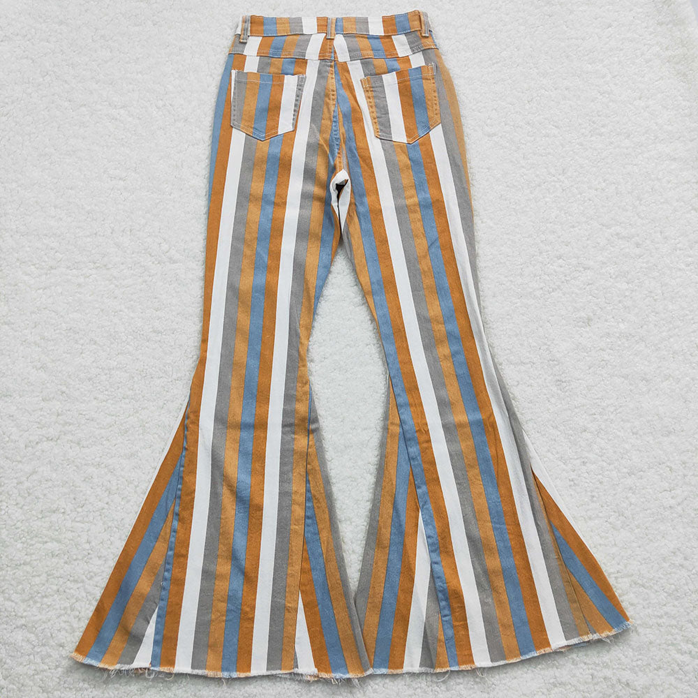 Adult stripes denim bell bottoms wholesale women jeans pants