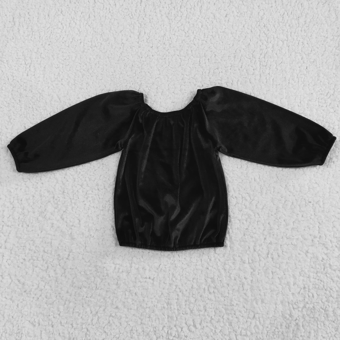 Long sleeve black velvet top