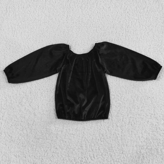 Long sleeve black velvet top