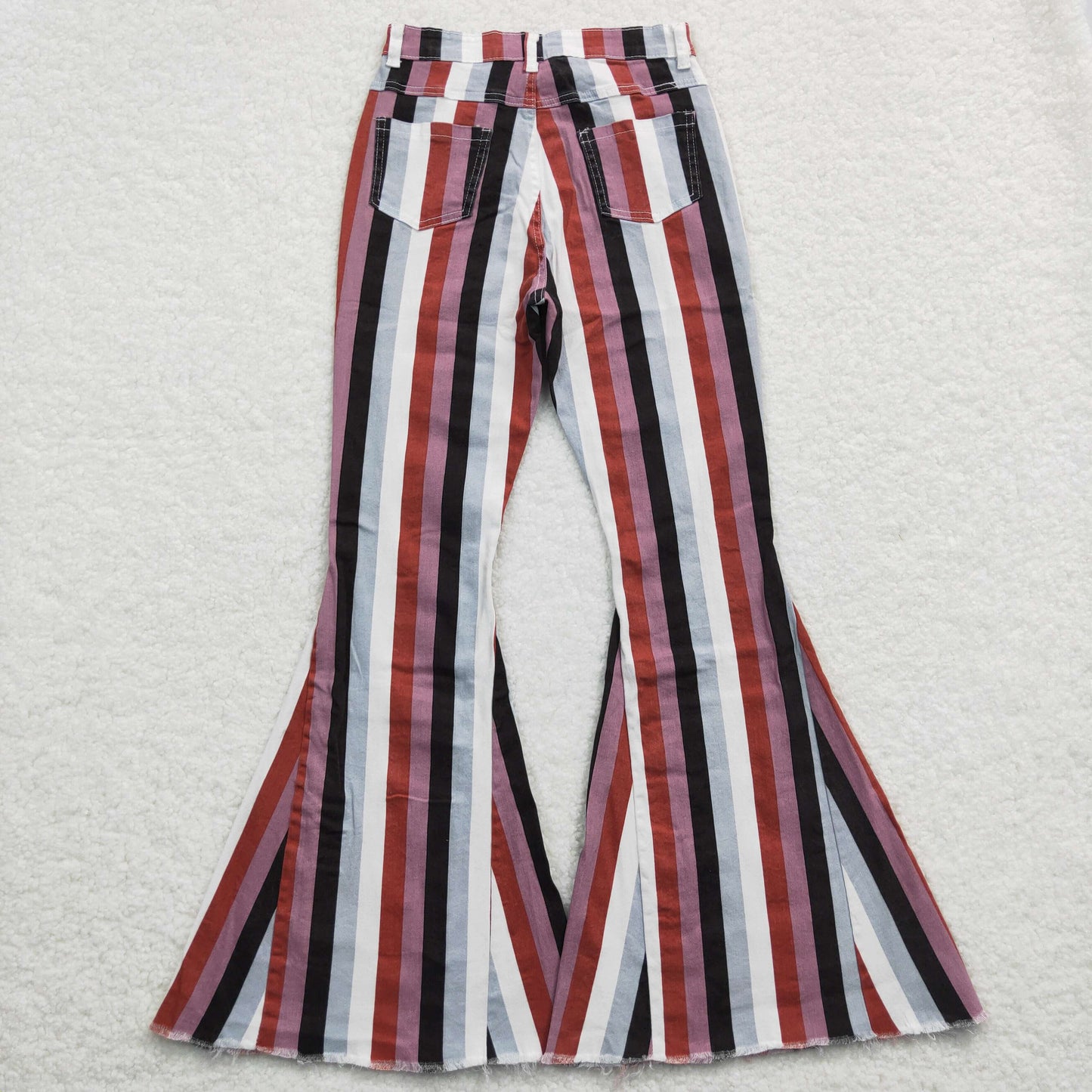 Adult high waist stripes denim flare pants Women jeans bell bottoms