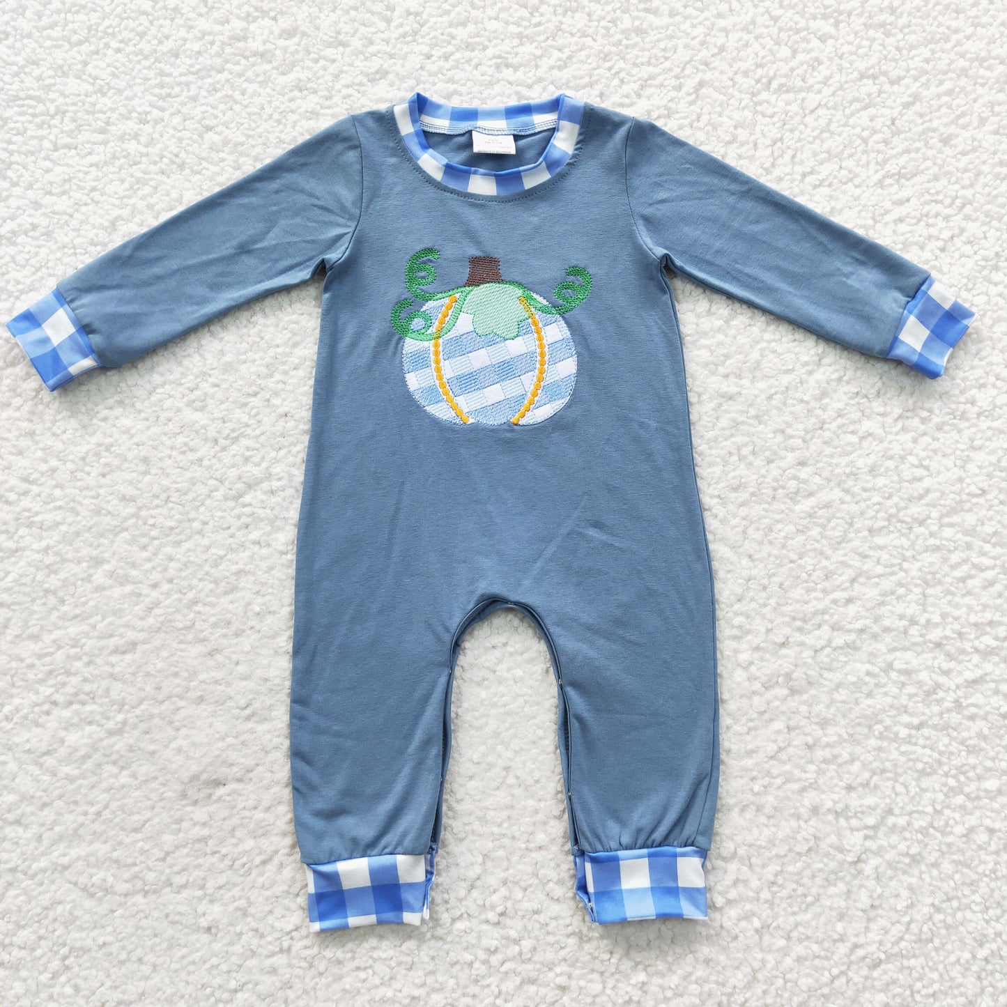 baby boy embroidery pumpkin fall romper