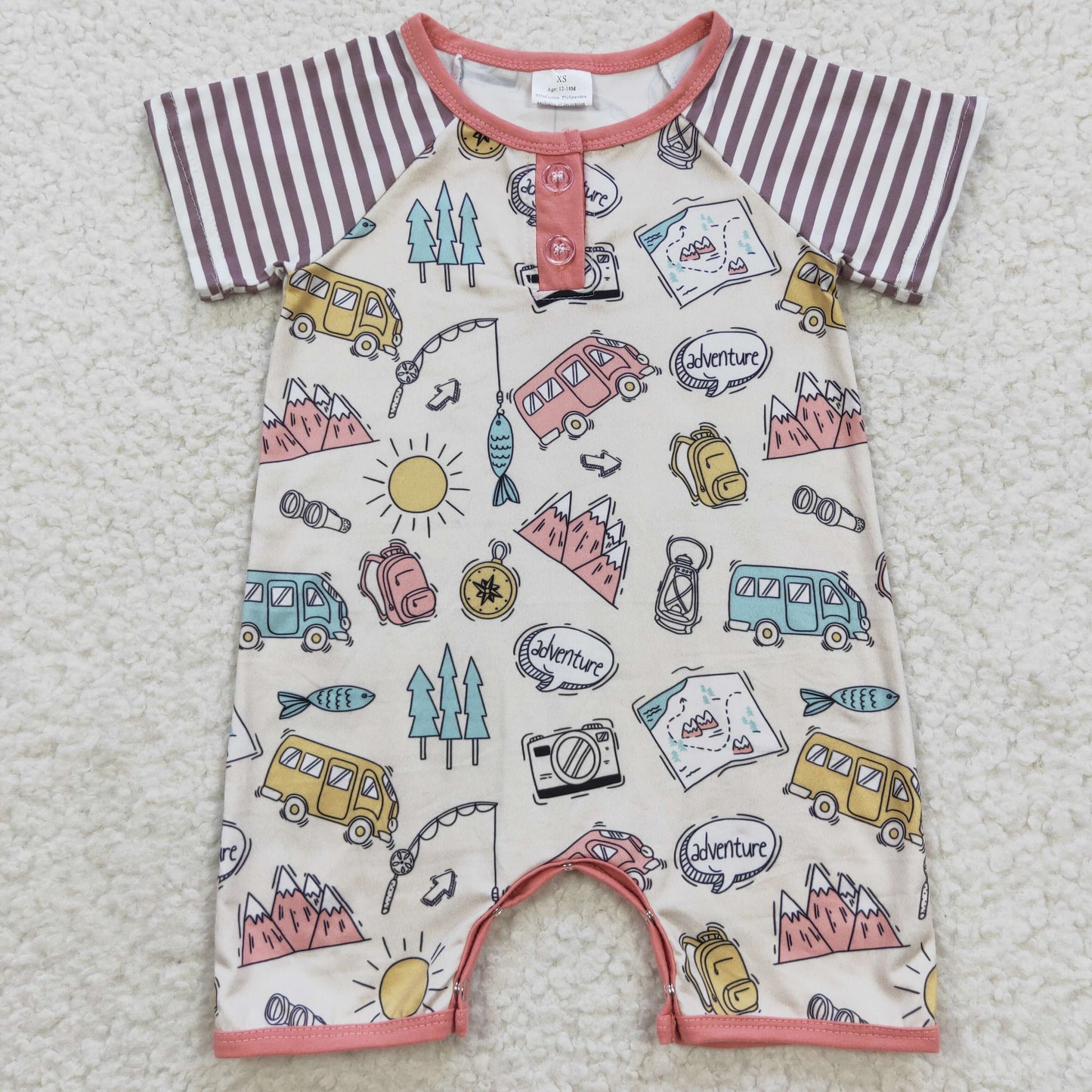 toddle boy short sleeve adventure romper