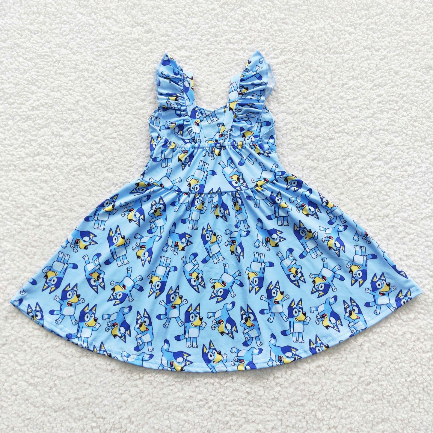 wholesale girl blue dog boutique dress