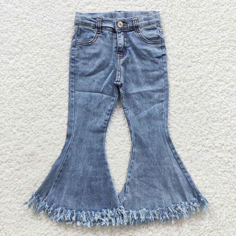 baby girls blue tassel denim pants