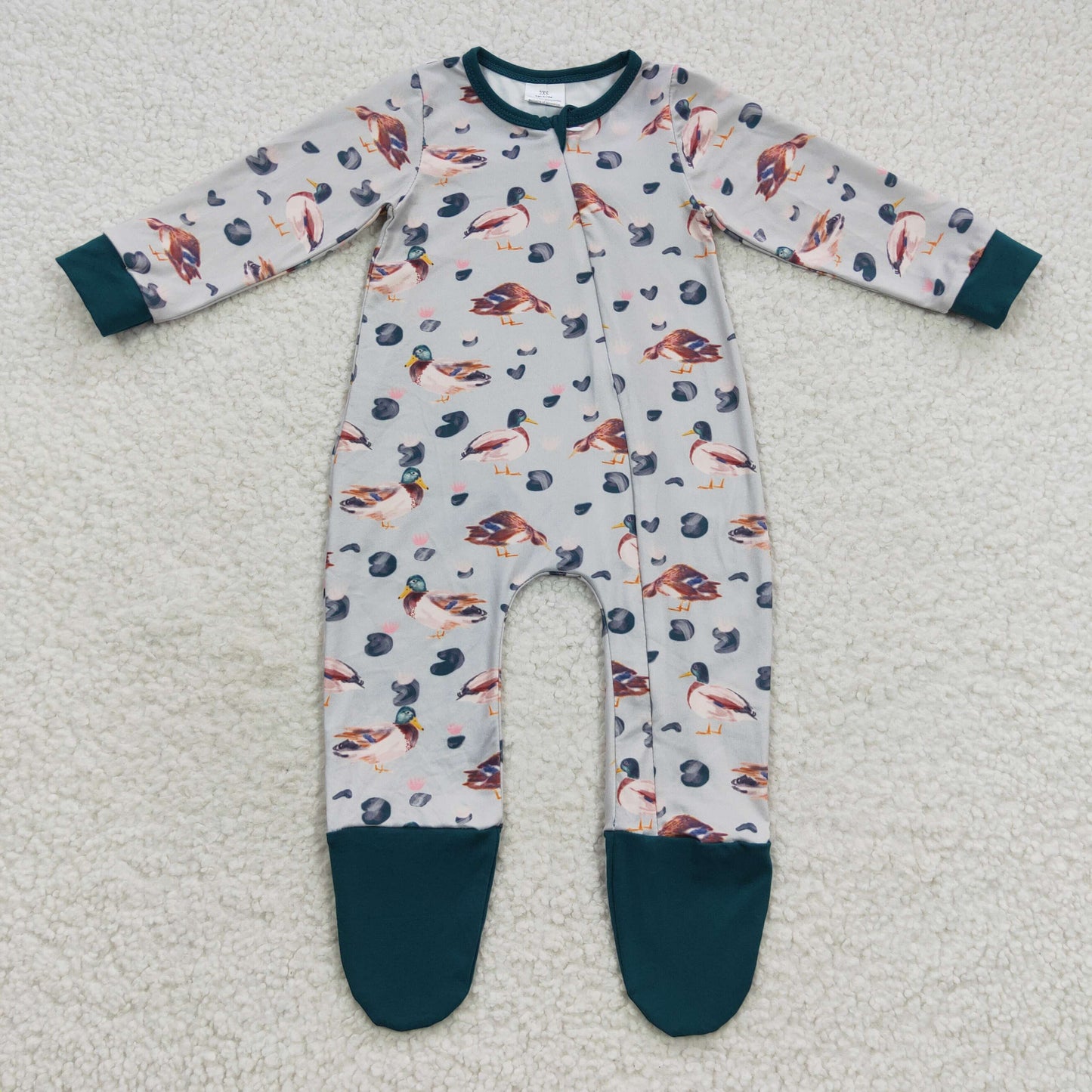 mallard duck zip footie romper