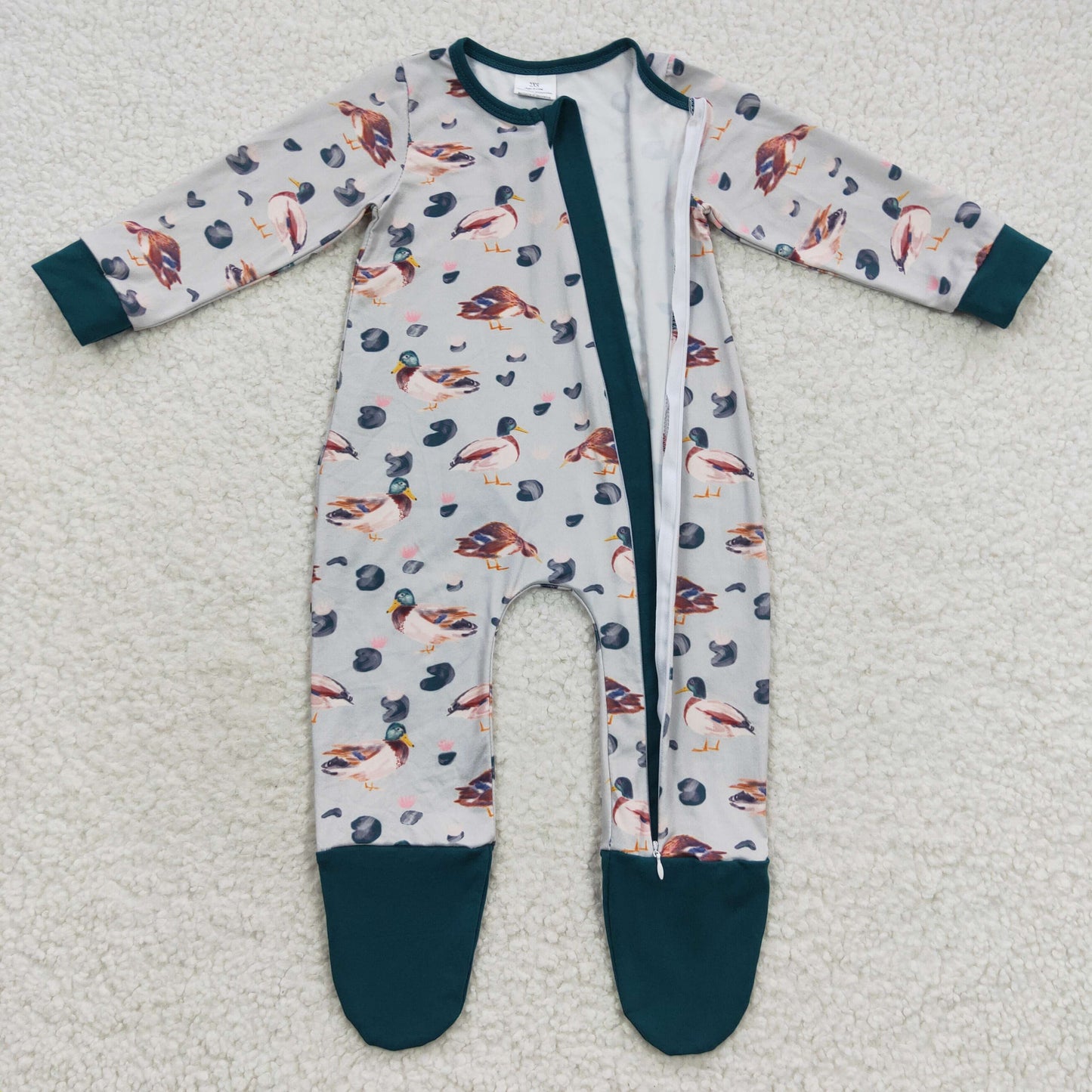 mallard duck zip footie romper