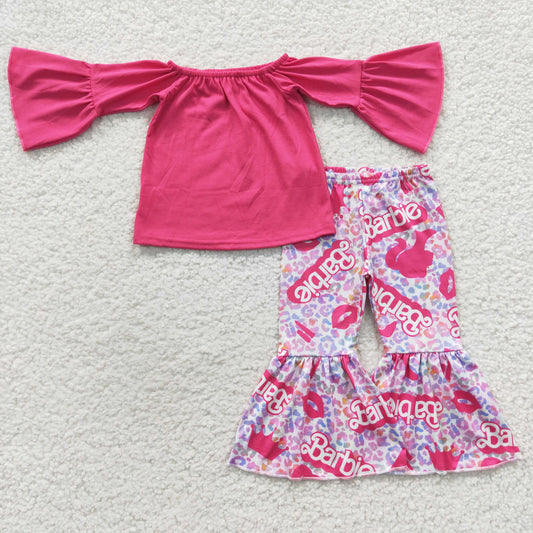 wholesale baby girls hot pink doll outfit kids boutique outfit