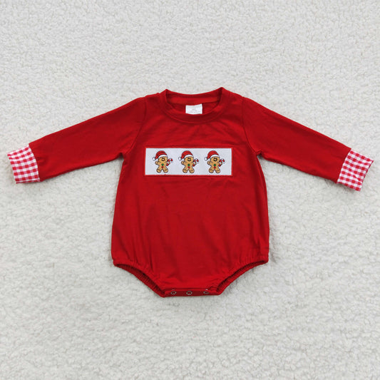 boy embroidery  Christmas gingerbread romper