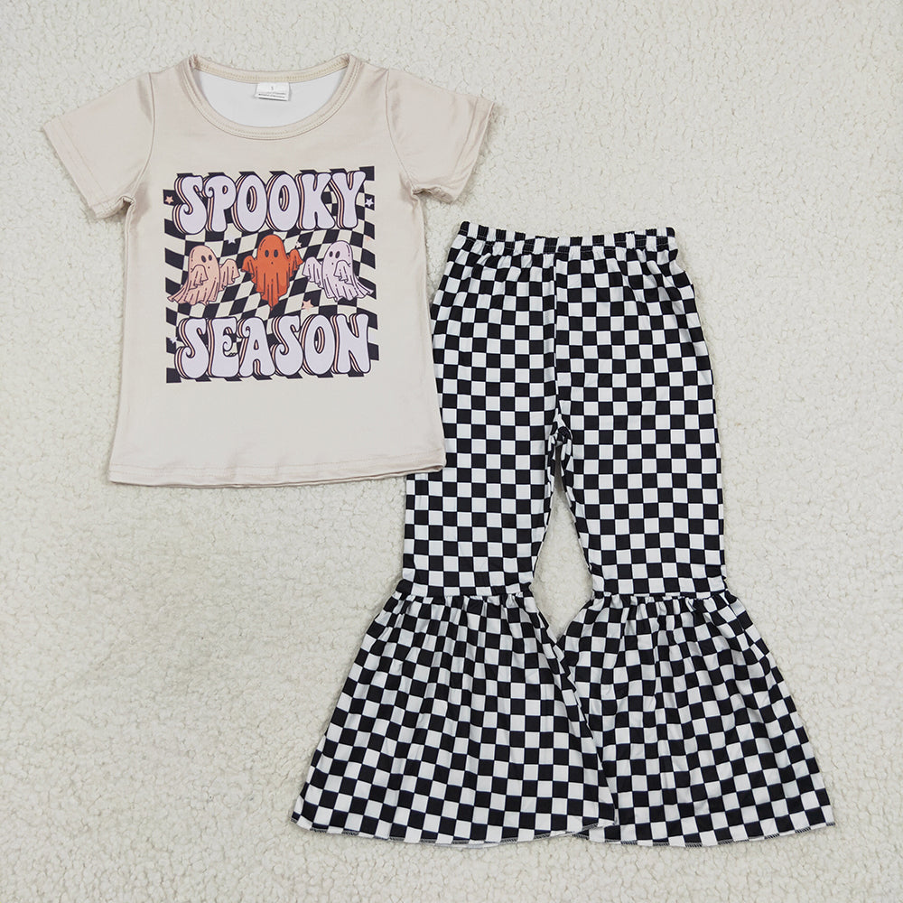 Spooky season short sleeve top matching pants clothes set