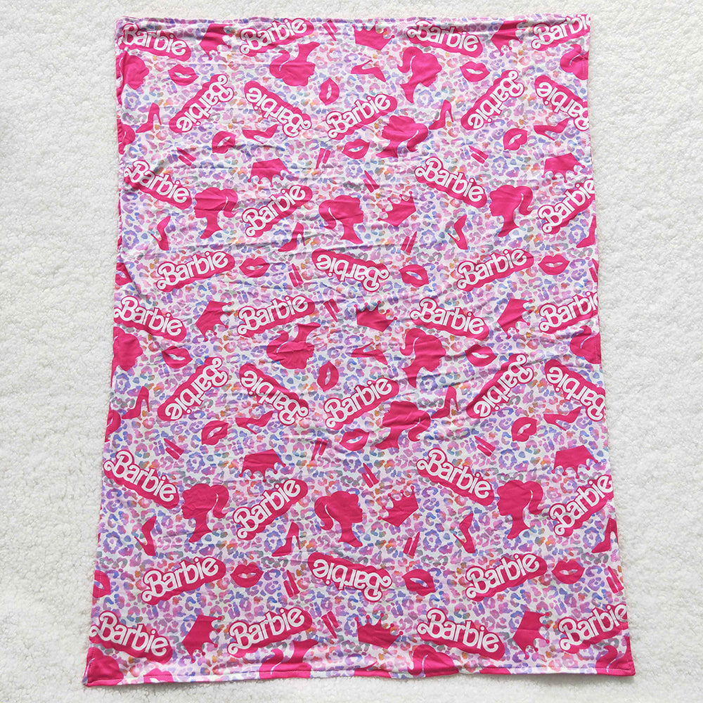 infant baby girl pink doll fleece blanket