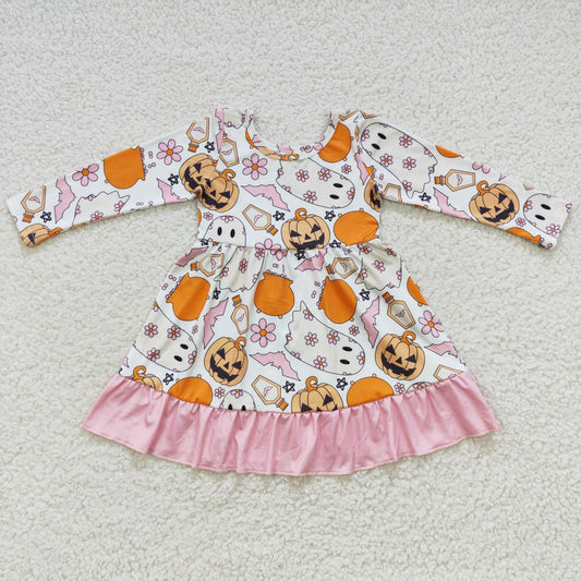 Halloween ghost pumpkin long sleeve dress