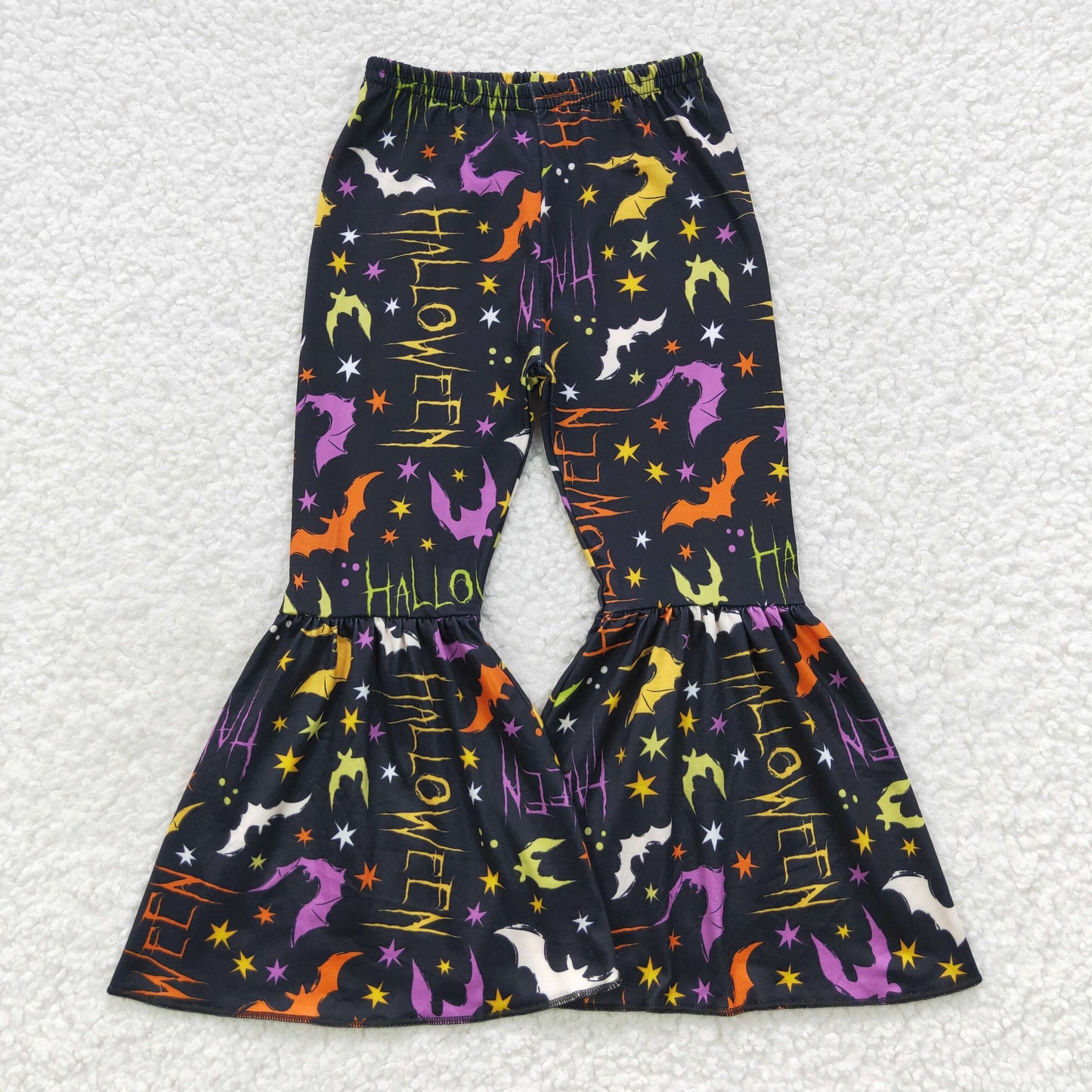 Halloween bat print bell bottoms pants