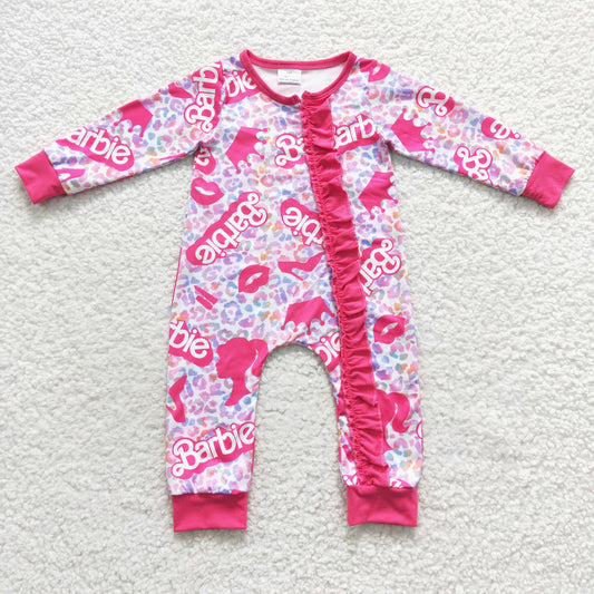 toddle girls long sleeve hot pink doll milk silk zip romper