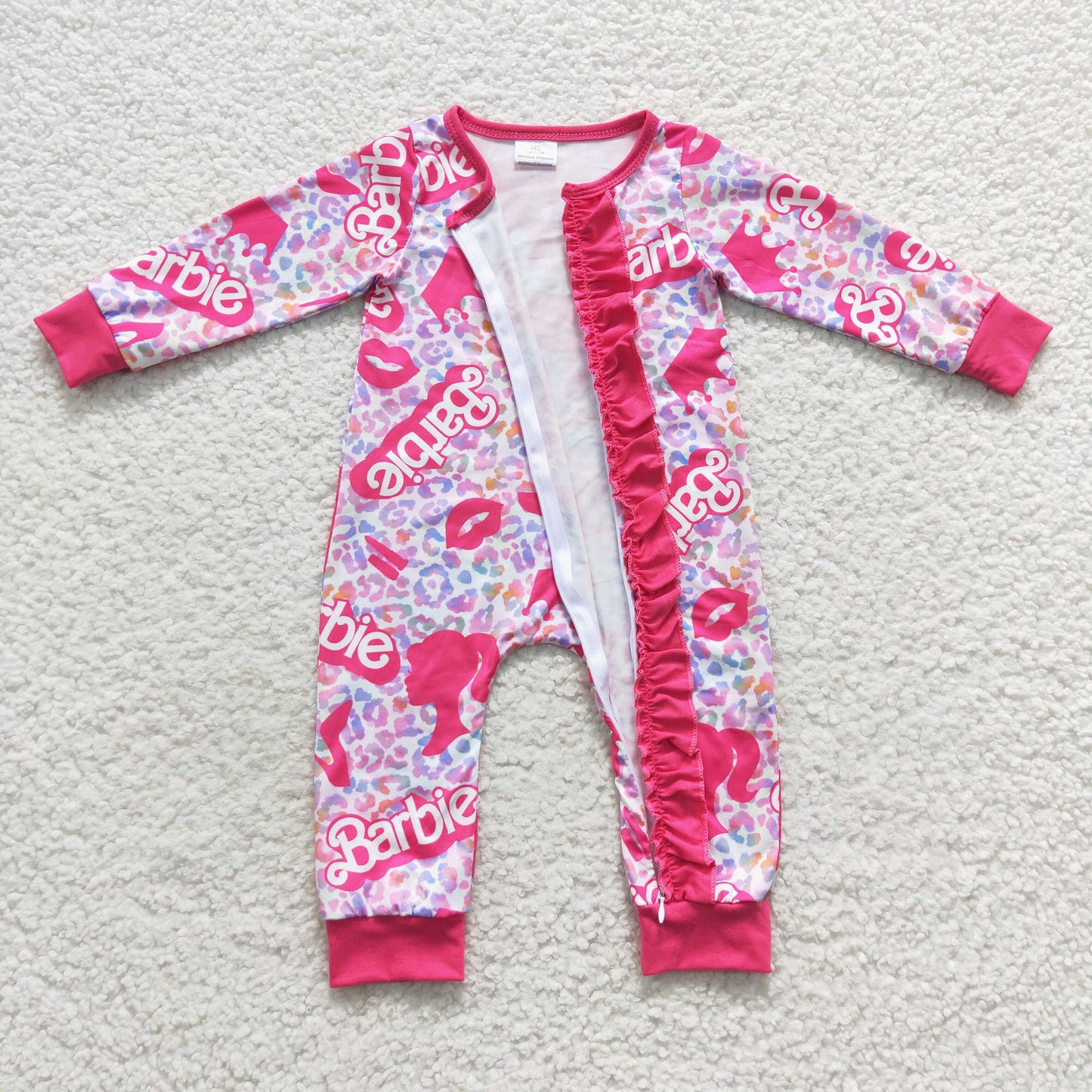 toddle girls long sleeve hot pink doll milk silk zip romper