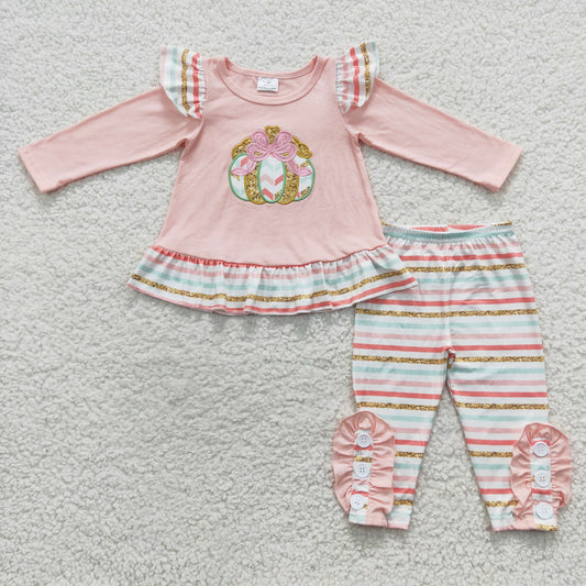 embroidery pink pumpkin outfit