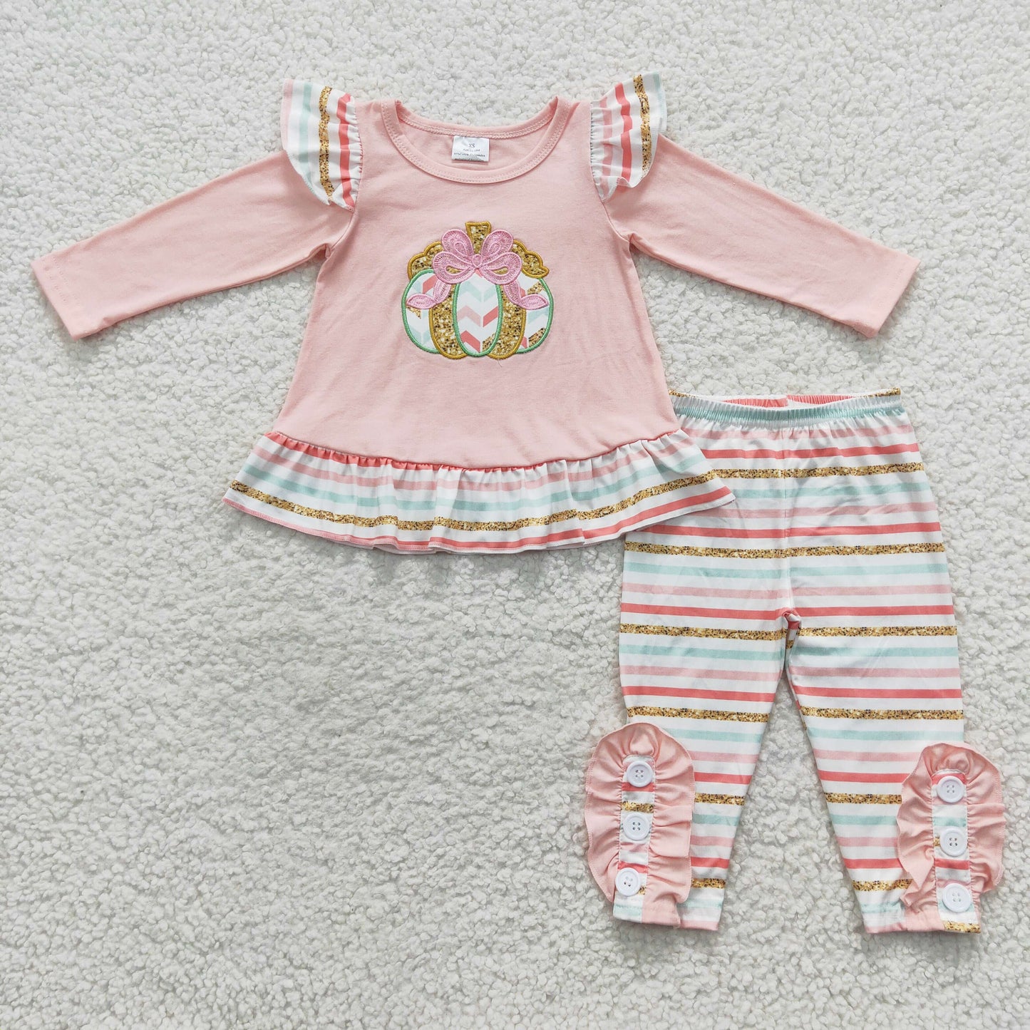 embroidery pink pumpkin outfit