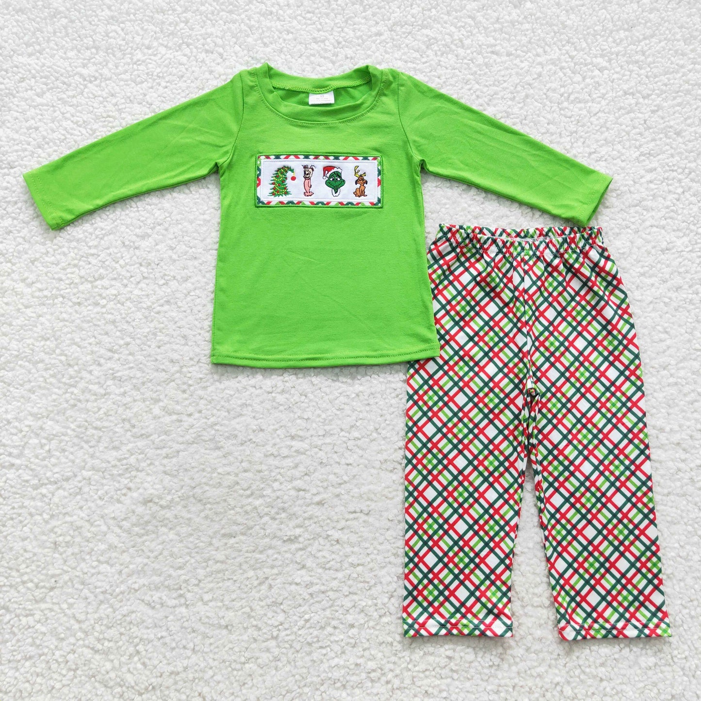 embroidery design long sleeve Christmas pajama set