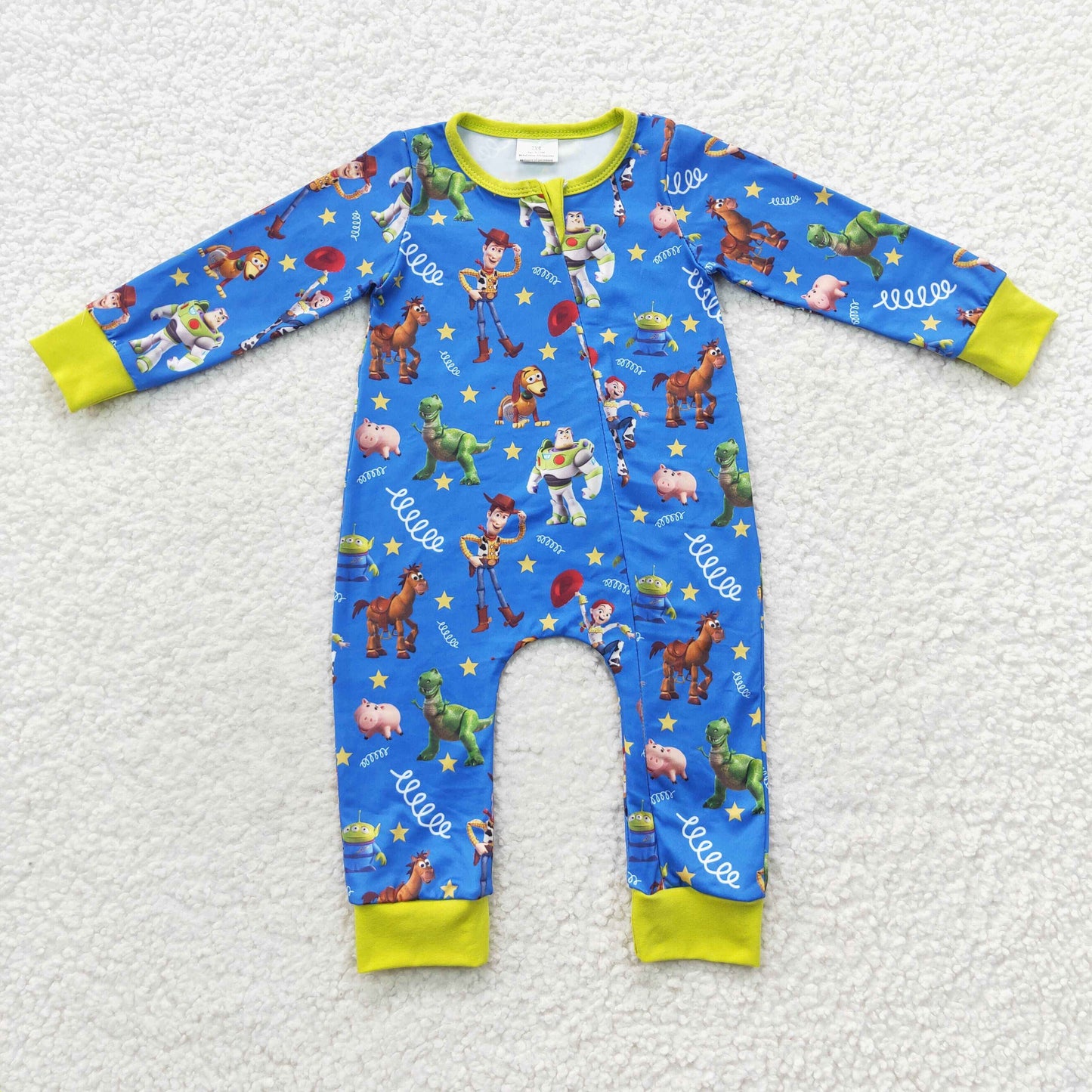 boy long sleeve cartoon zip romper