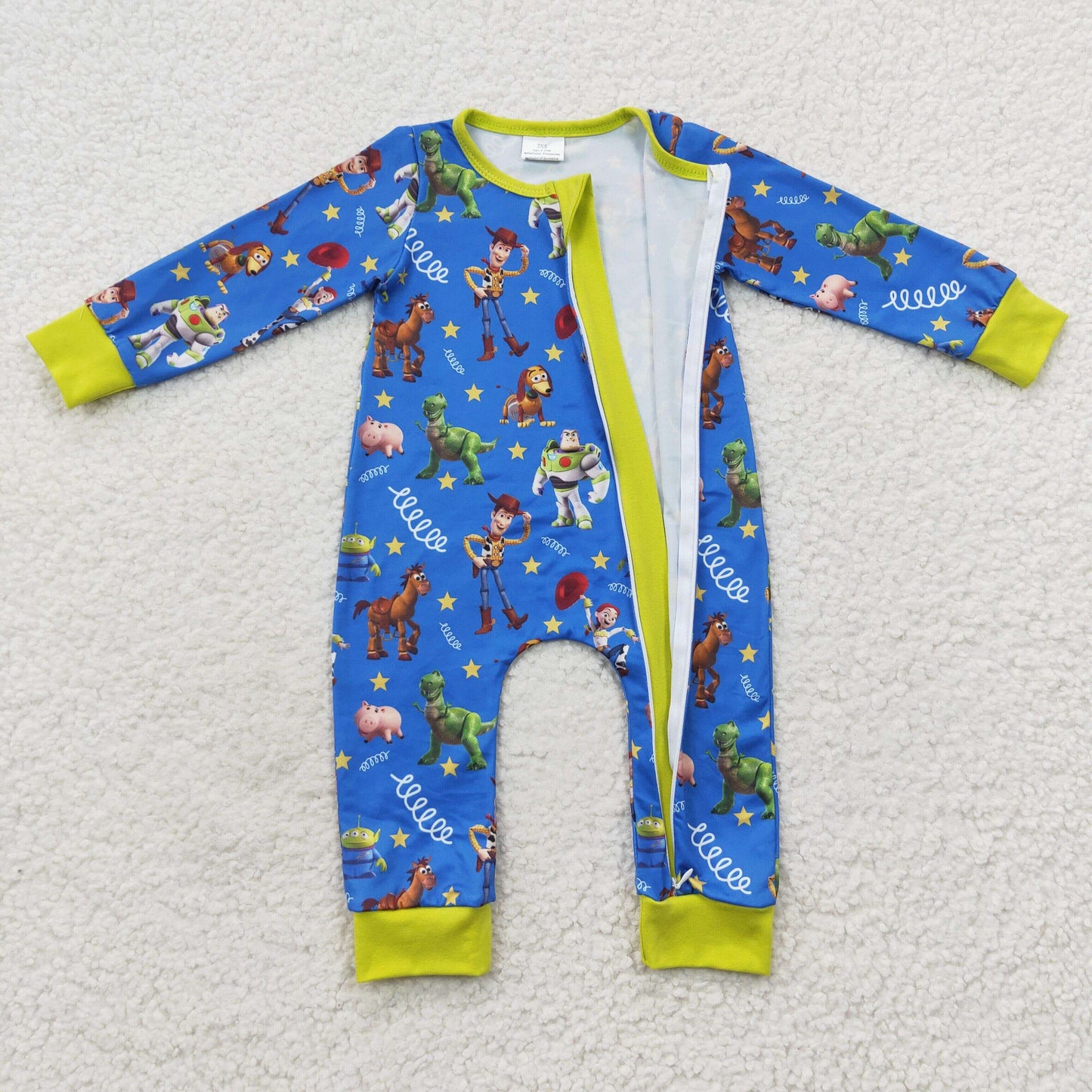 boy long sleeve cartoon zip romper