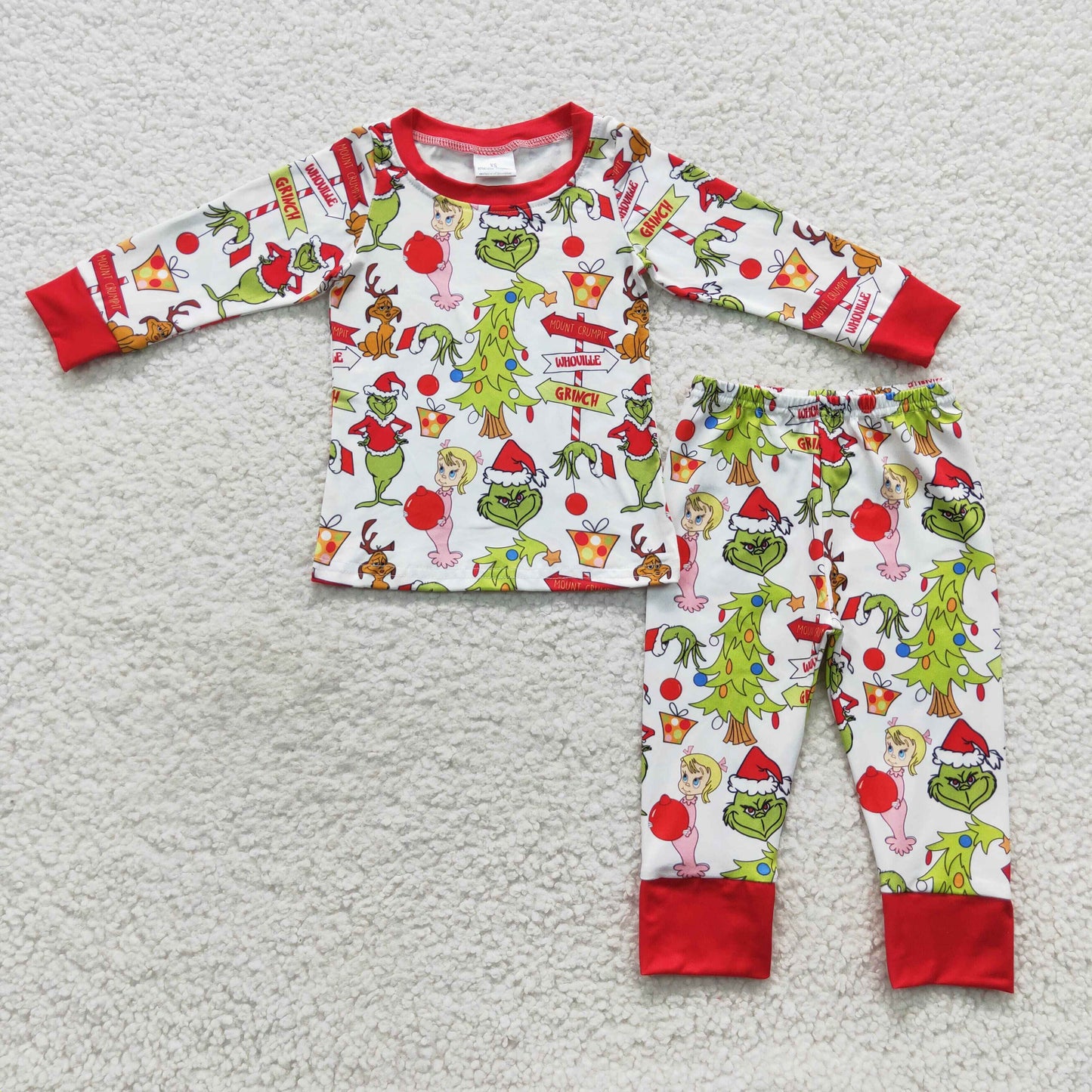 Christmas green face long sleeve clothes set