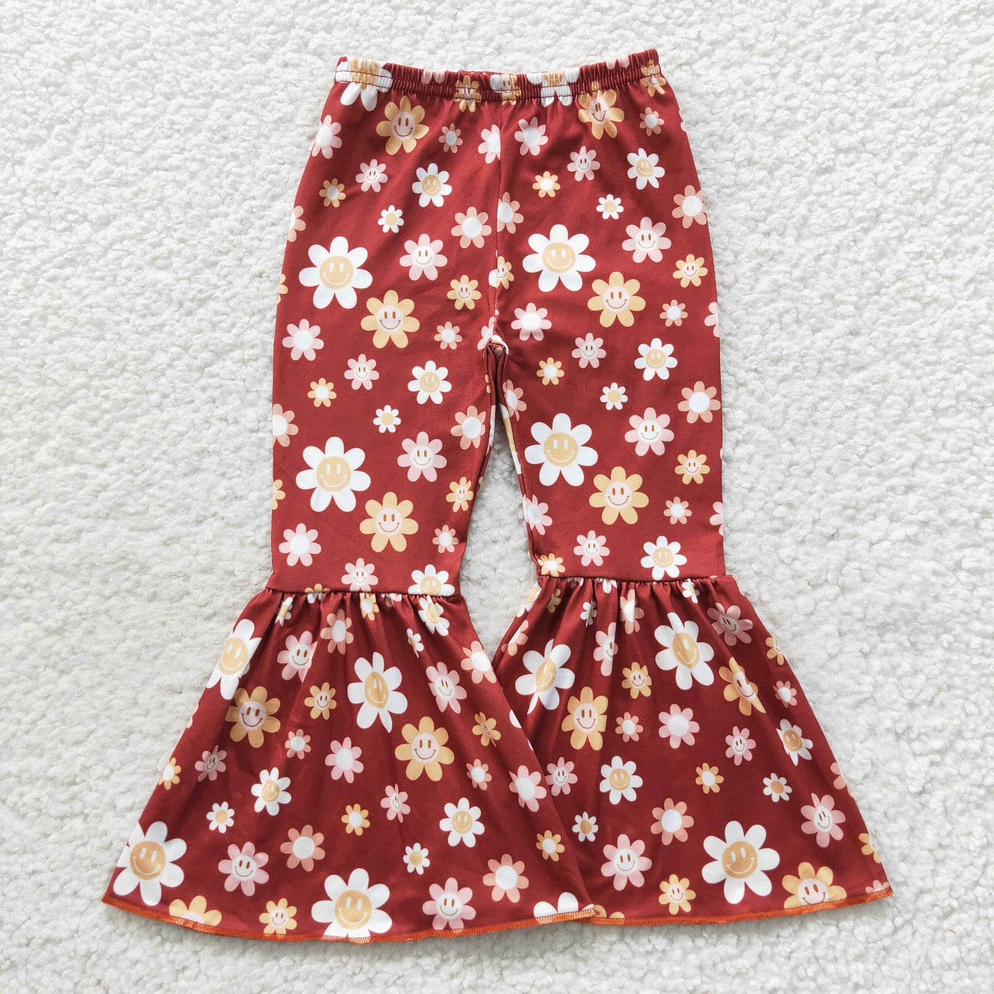 Girls flower print milk silk bell bottoms