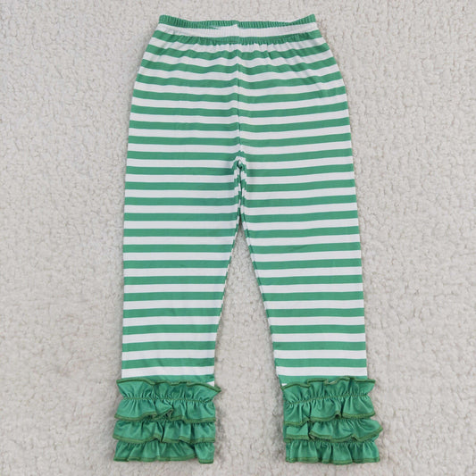 baby girls green stripes ruffle pants