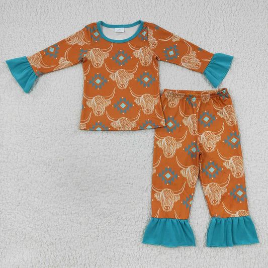 girls highland cow pajama set sibling outfit