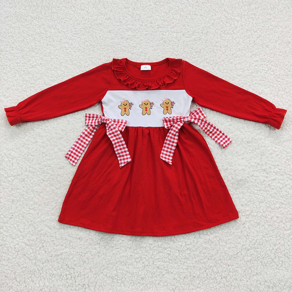 baby girls  embroidery Christmas gingerbread dress