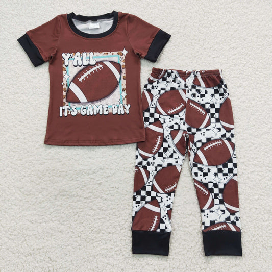 boy short sleeve ball print outfit its game day clothes set
