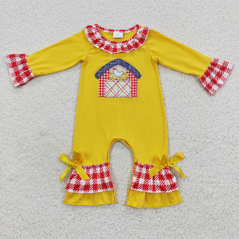 toddle girls farm chicken long sleeve romper