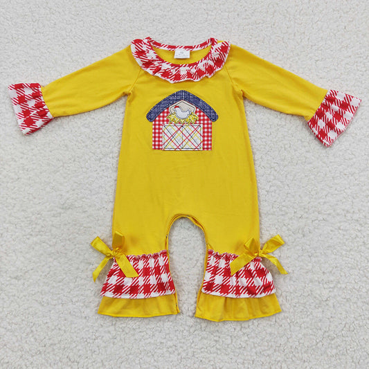 toddle girls farm chicken long sleeve romper