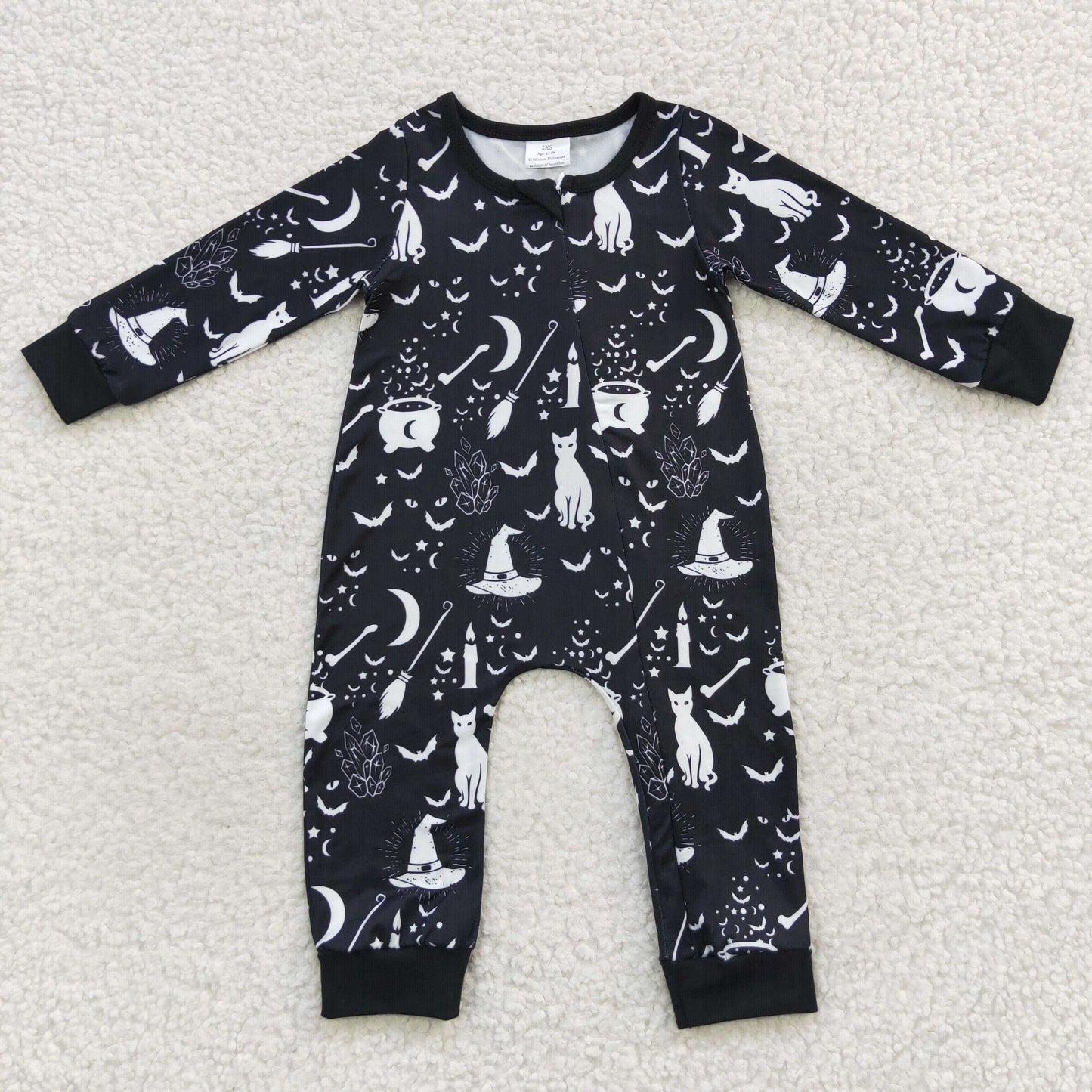 Halloween ghost long sleeve zip romper