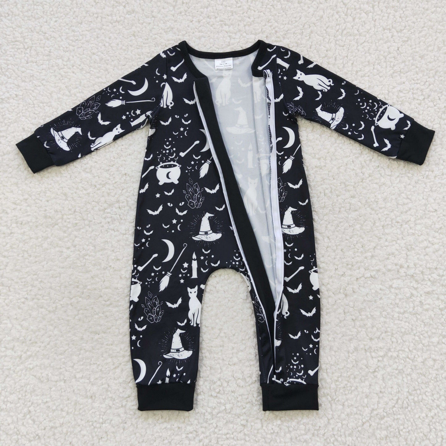 Halloween ghost long sleeve zip romper