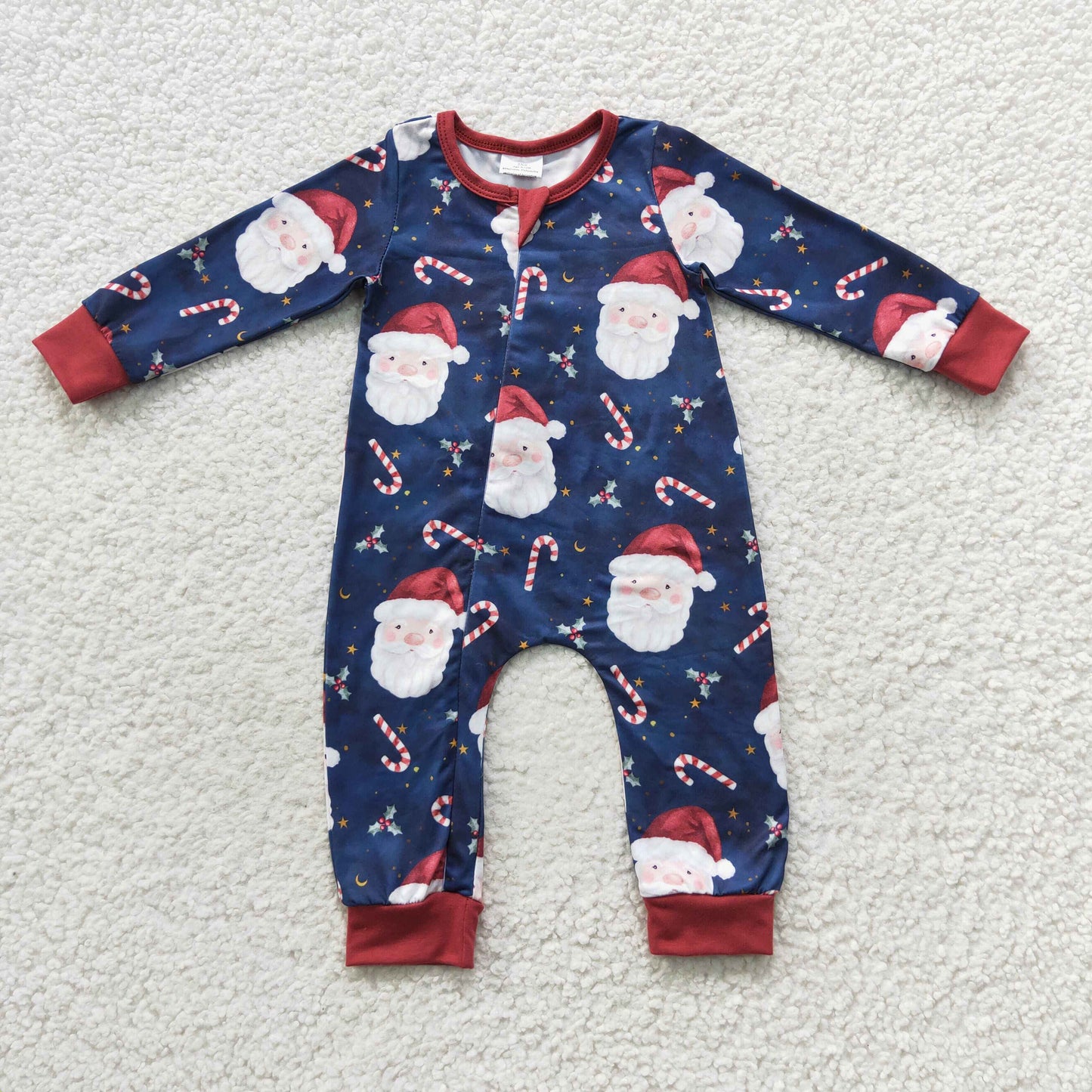 Christmas Santa Claus long sleeve holiday zip romper