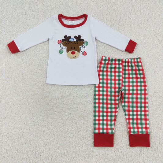 Embroidery Christmas reindeer pajama set