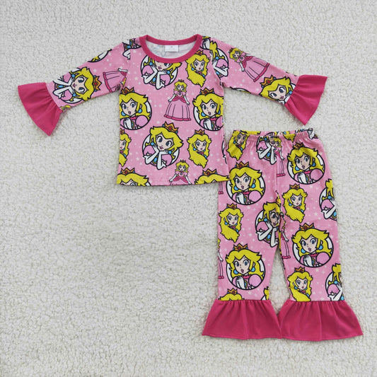 Girls long sleeve princess pajama set wholesale girls spring fall princess clothes
