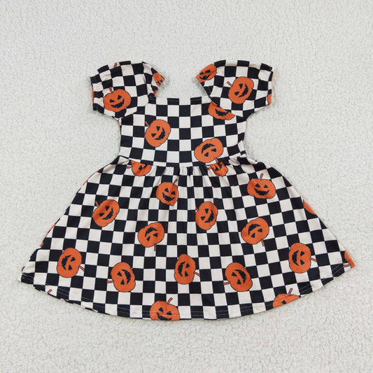 Halloween pumpkin checkered dress