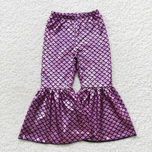 Purple Mermaid PU Metallic flare pants