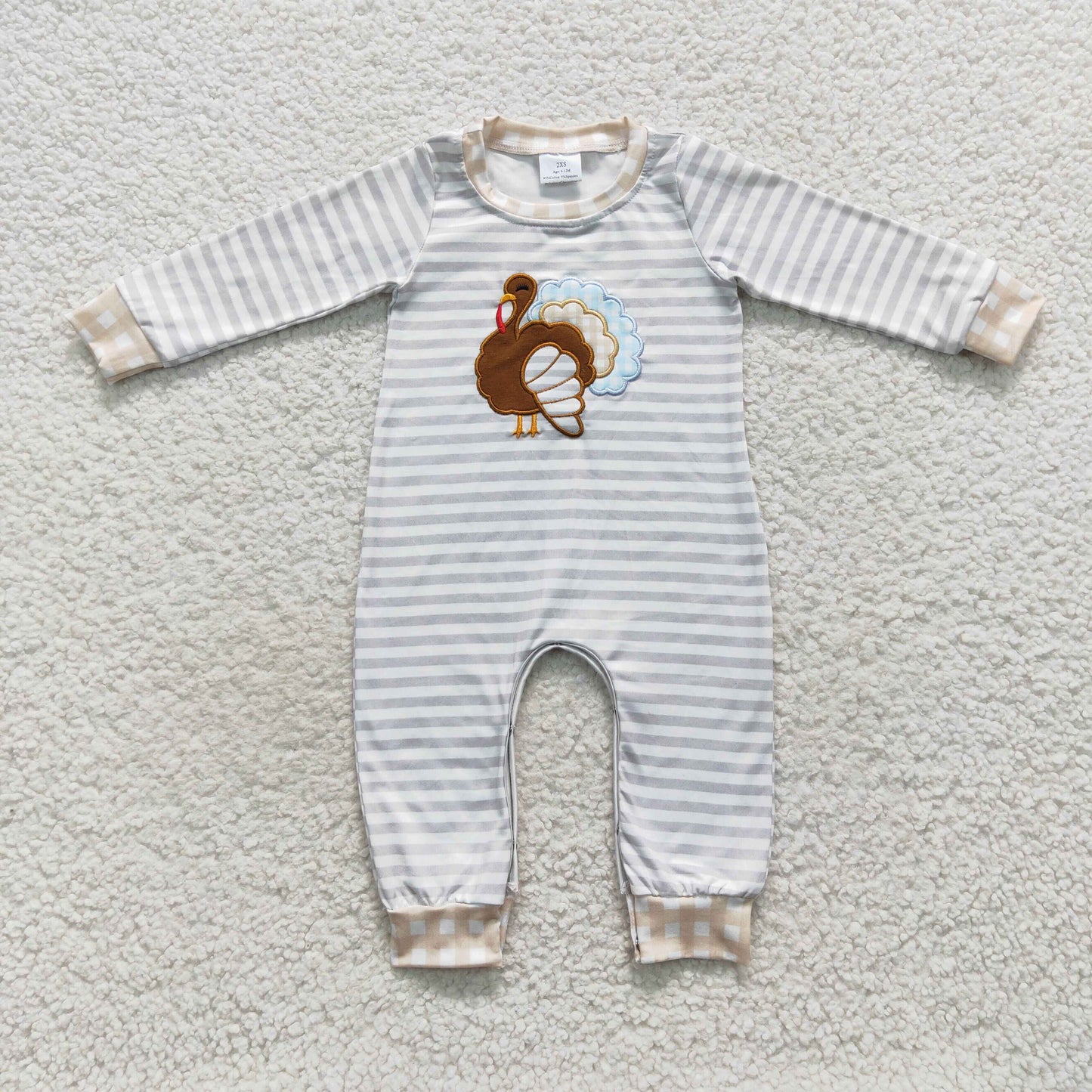 boy long sleeve embroidery turkey romper