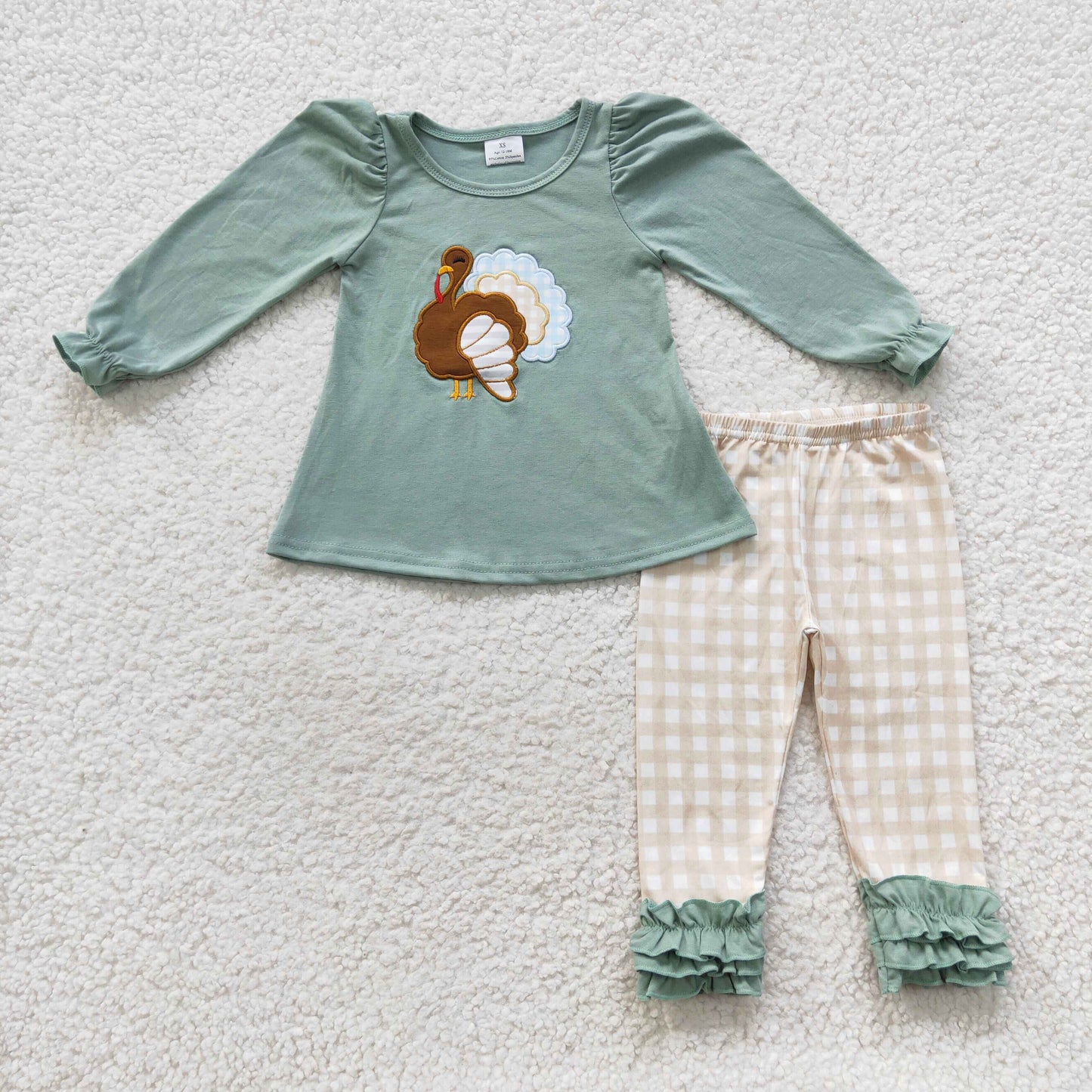 girls Embroidery Thanksgiving turkey outfit