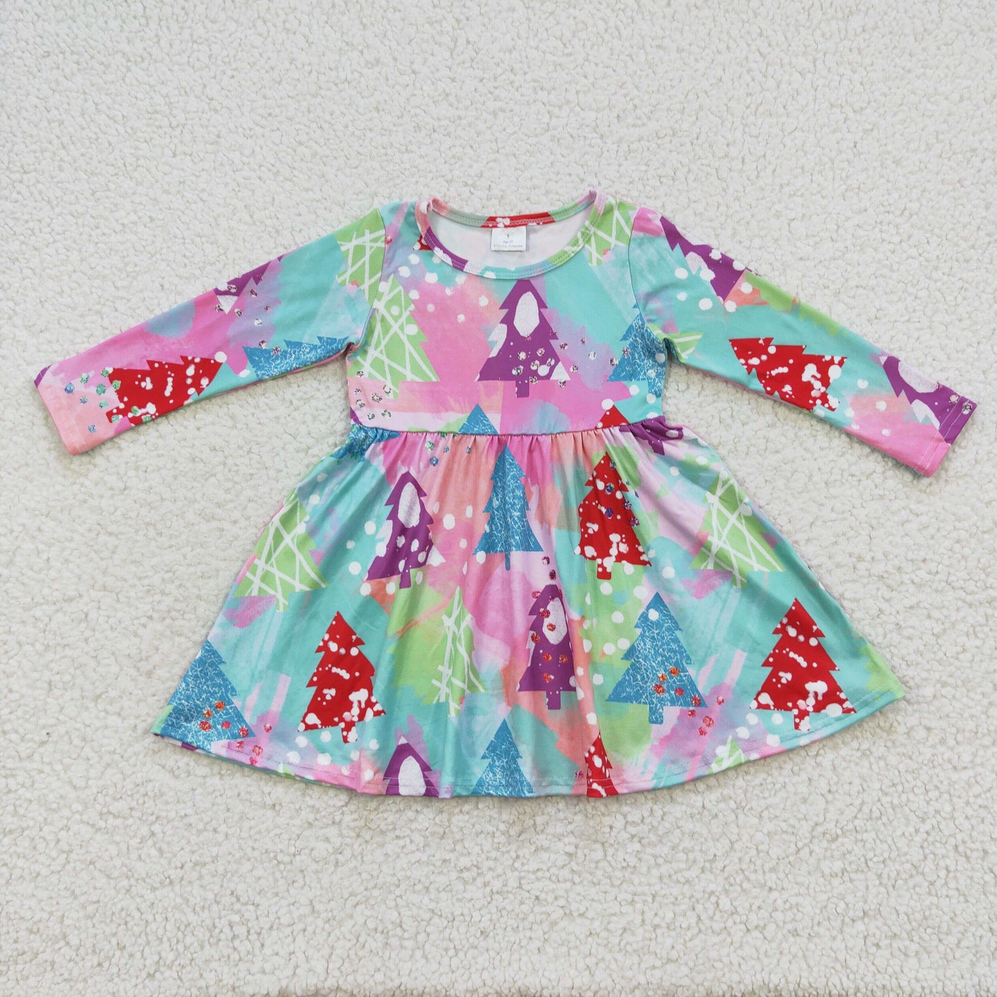 Christmas girls long sleeve milk silk dress