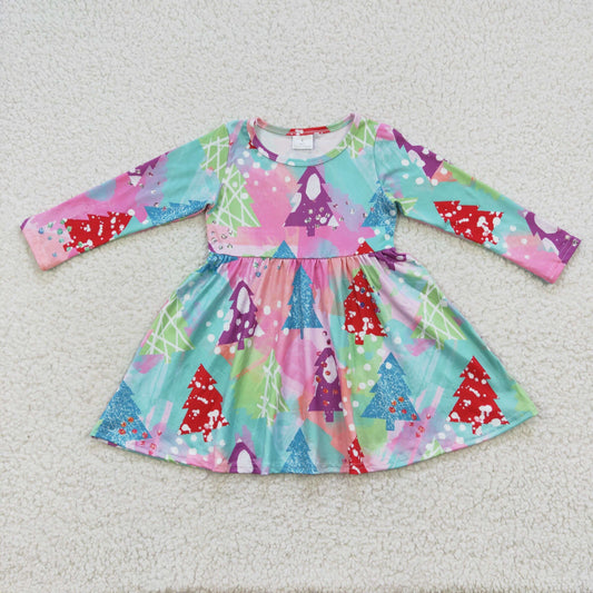 Christmas girls long sleeve milk silk dress