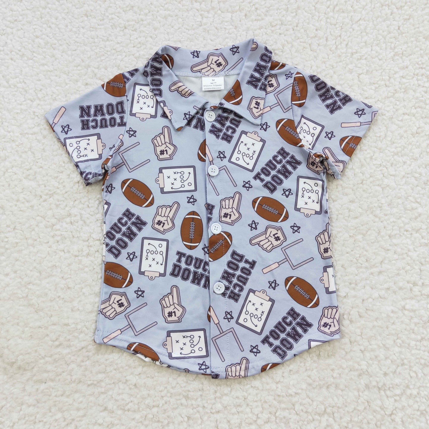 baby boy short sleeve football button shirt