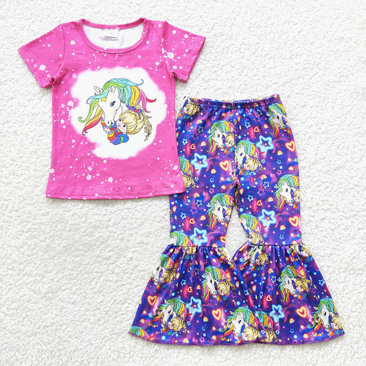 children girls short sleeve cartoon outfit