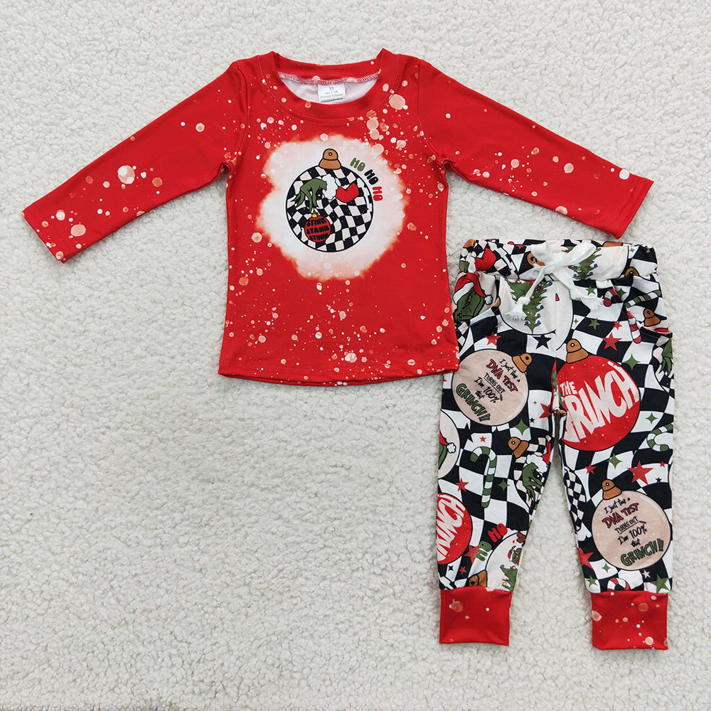 boy Christmas light print pajama set