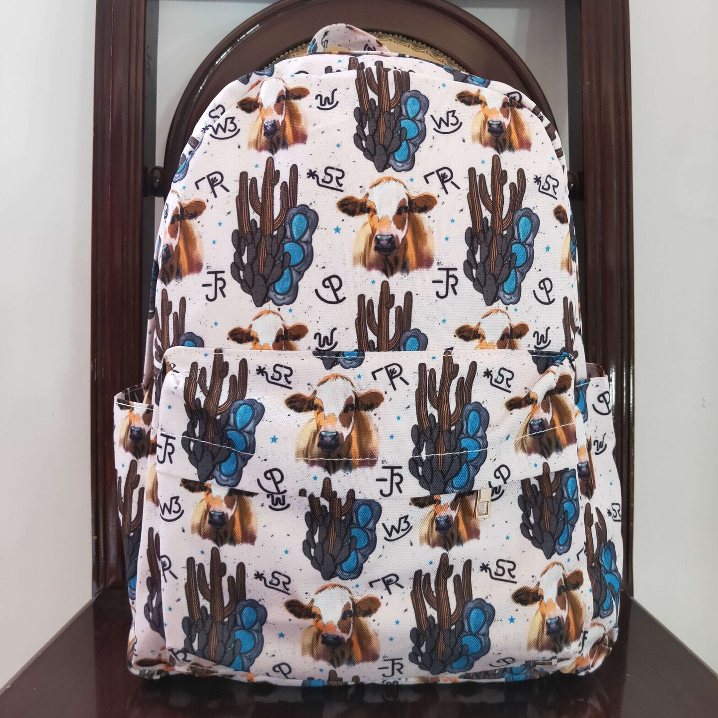 western cow cactus backpack diaper bag