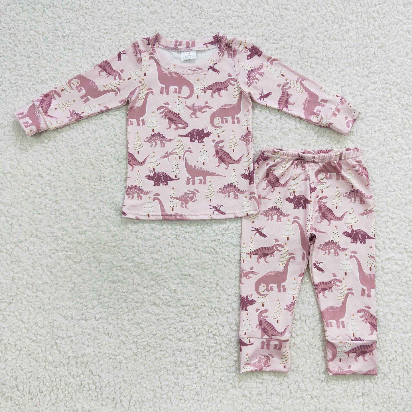 Children Girls Christmas dinosaur long sleeve fall winter pajama set
