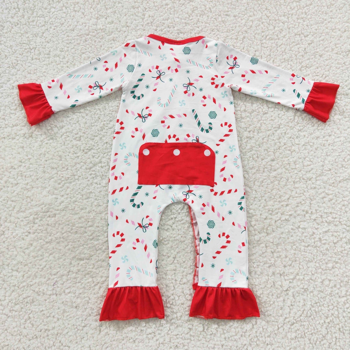 toddler girls candy cane long sleeve romper