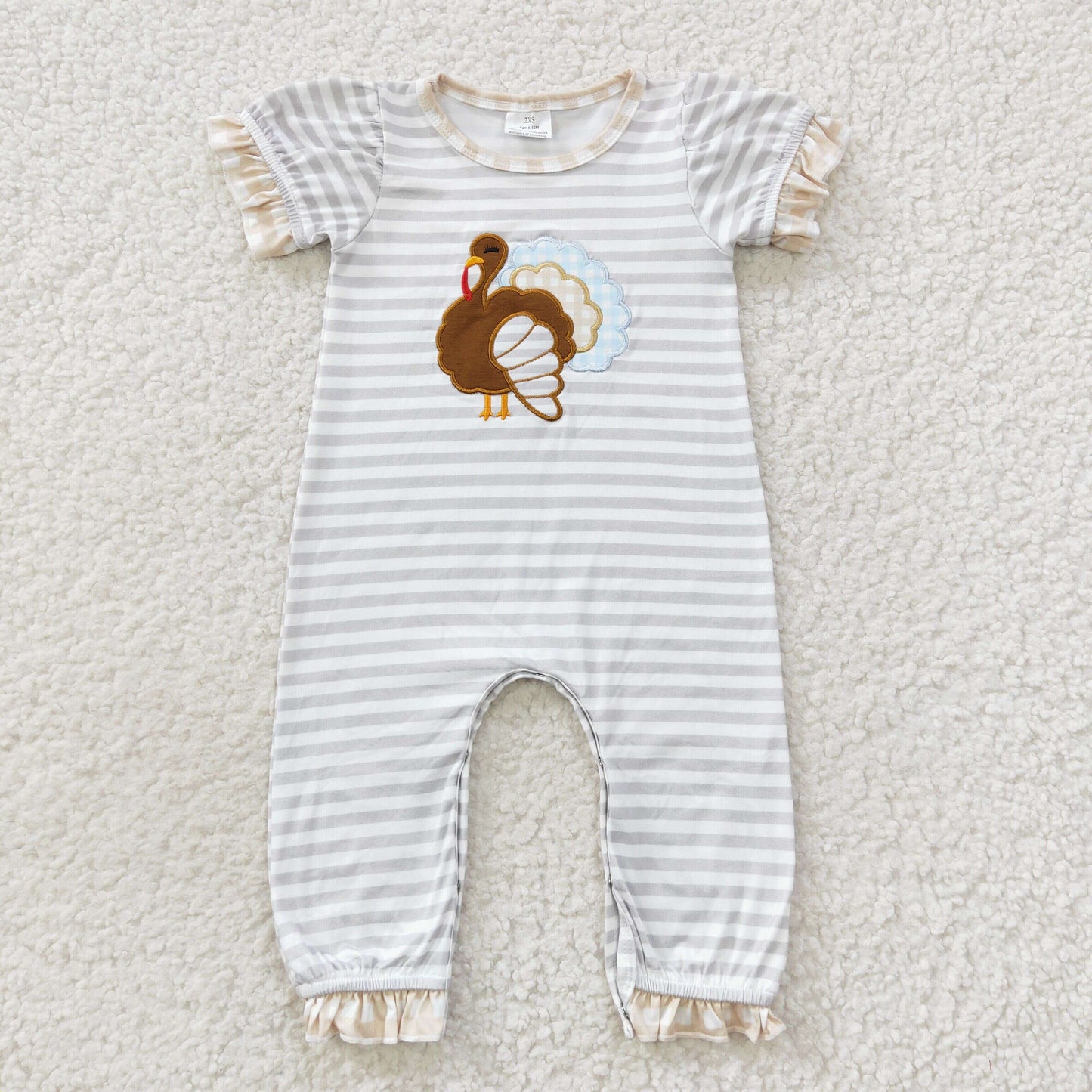 girl short sleeve embroidery turkey romper