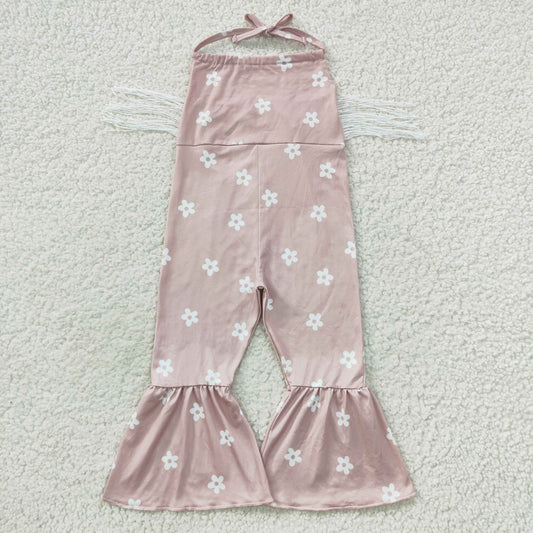 Flower print girls boutique jumpsuit romper overall